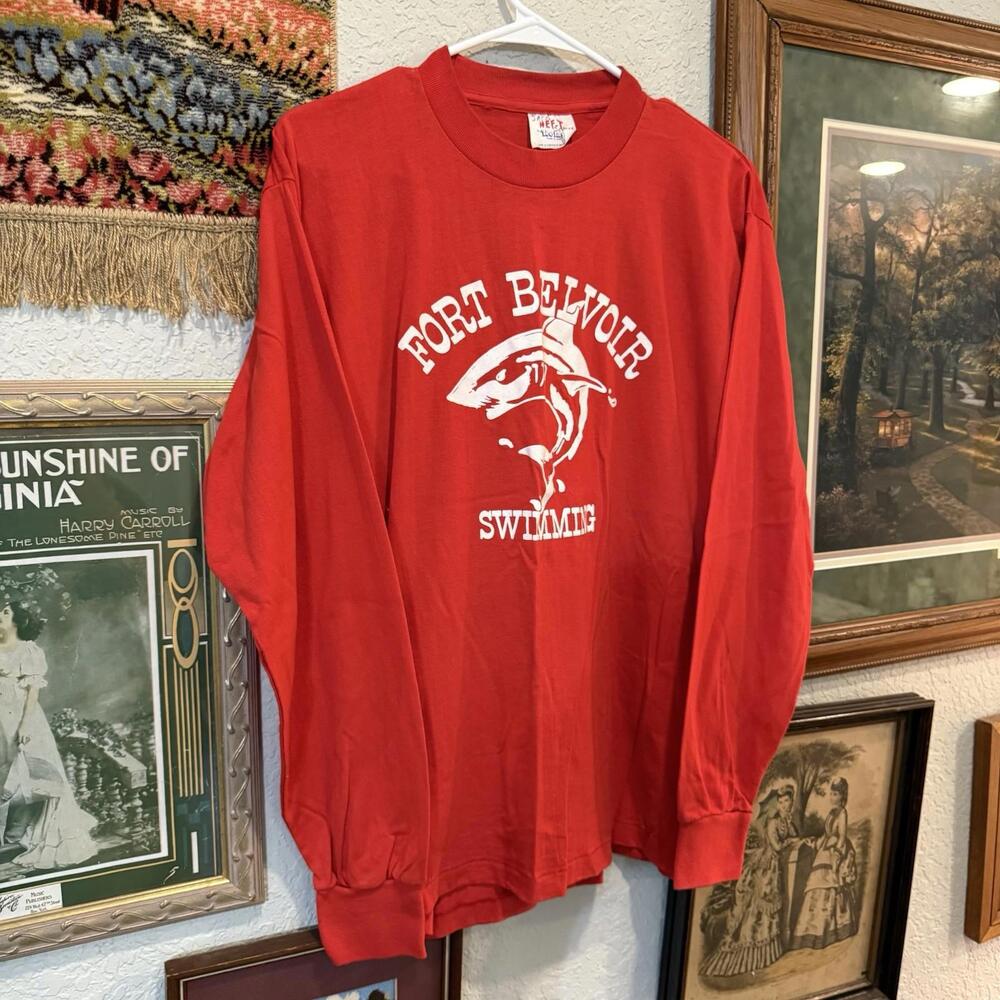 Vintage 70s/80s RARE Fort Belvoir D.C. Military Swimming Shirt Size Large - Picture 2 of 6
